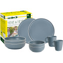 PACK VAISSELLE TETE A TETE DOLOMIT BLEU 8 PIECES STONE TOUCH ANTIGLISSE BRUNNER