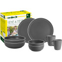 PACK VAISSELLE TETE A TETE DOLOMIT GRIS 8 PIECES STONE TOUCH ANTIGLISSE BRUNNER